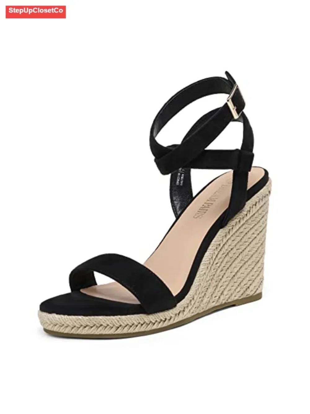 Espadrille Platform Wedge Sandals with Ankle Strap and Buckle